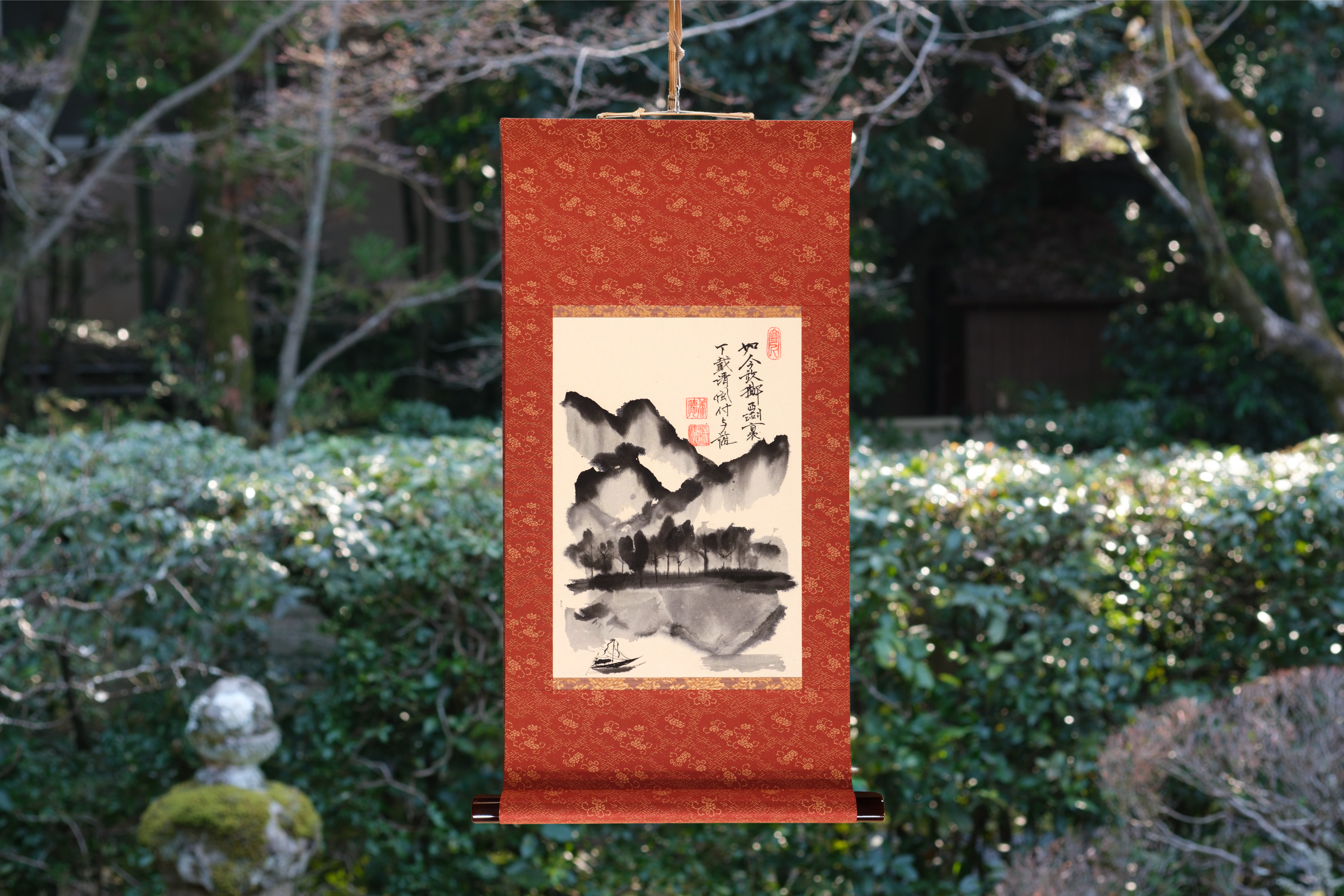 Japanese traditional hanging roll with Zen Ink Wash Paintings