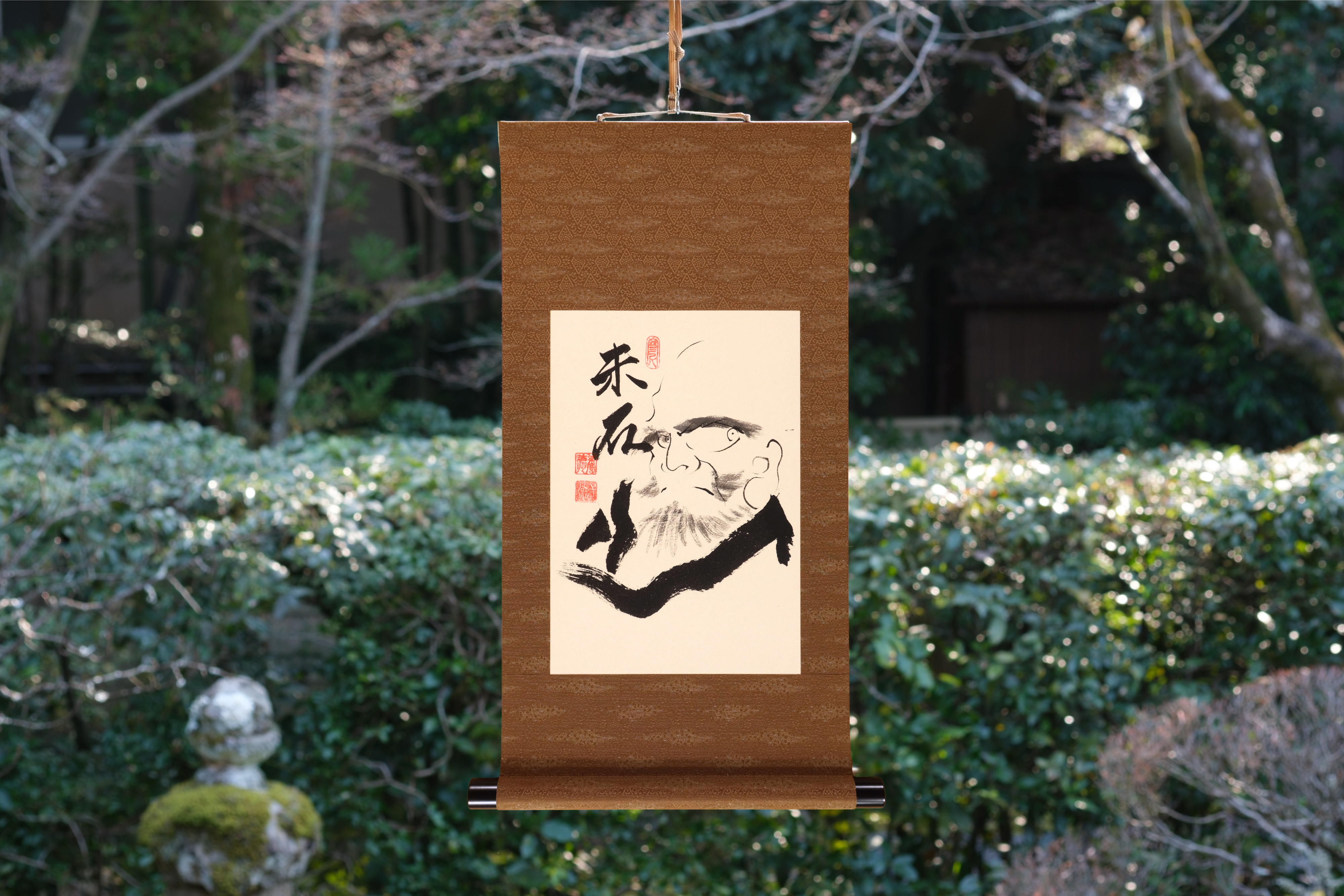 Japanese traditional hanging roll with Zen Ink Wash Paintings