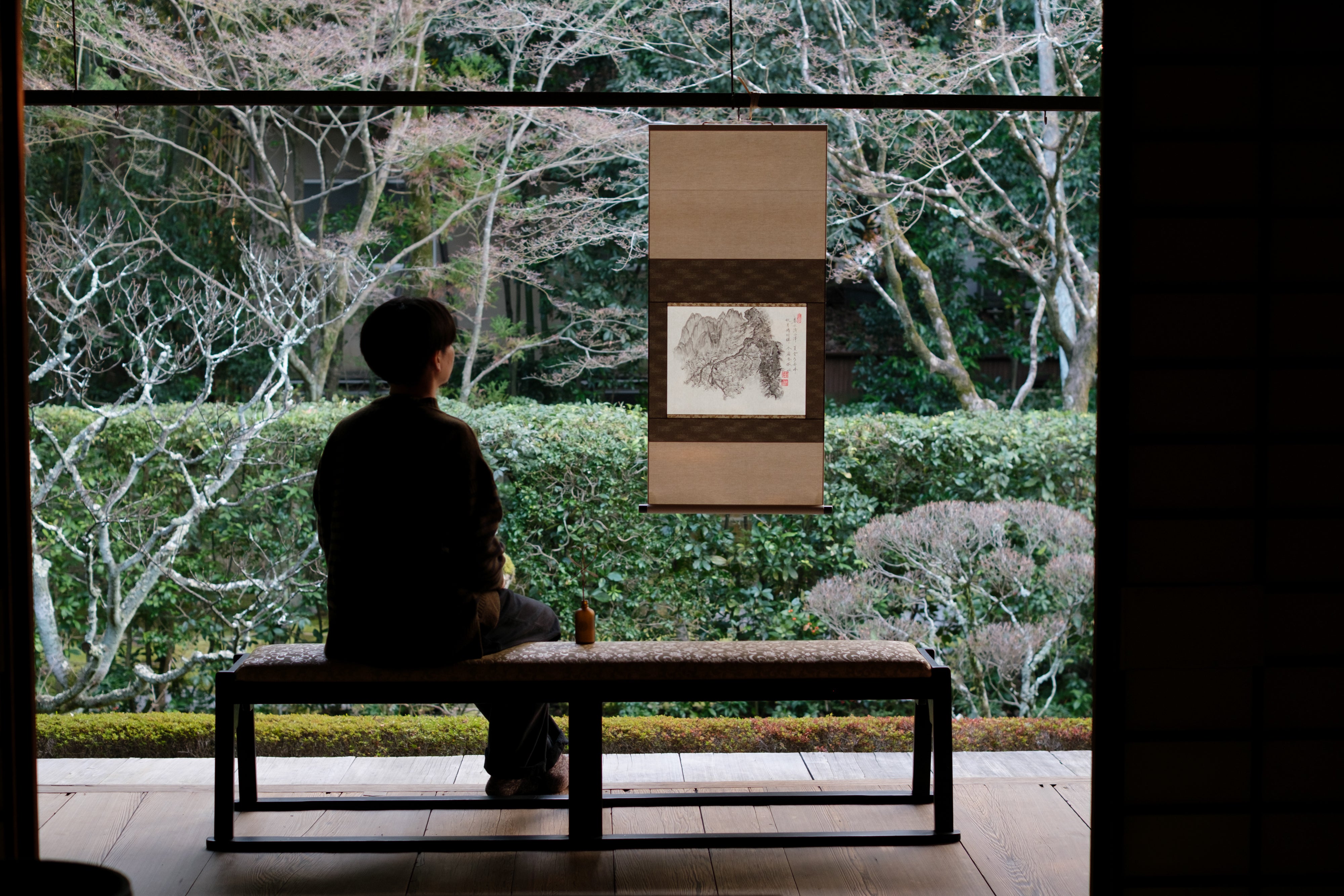 Japanese traditional hanging roll with Zen Ink Wash Paintings