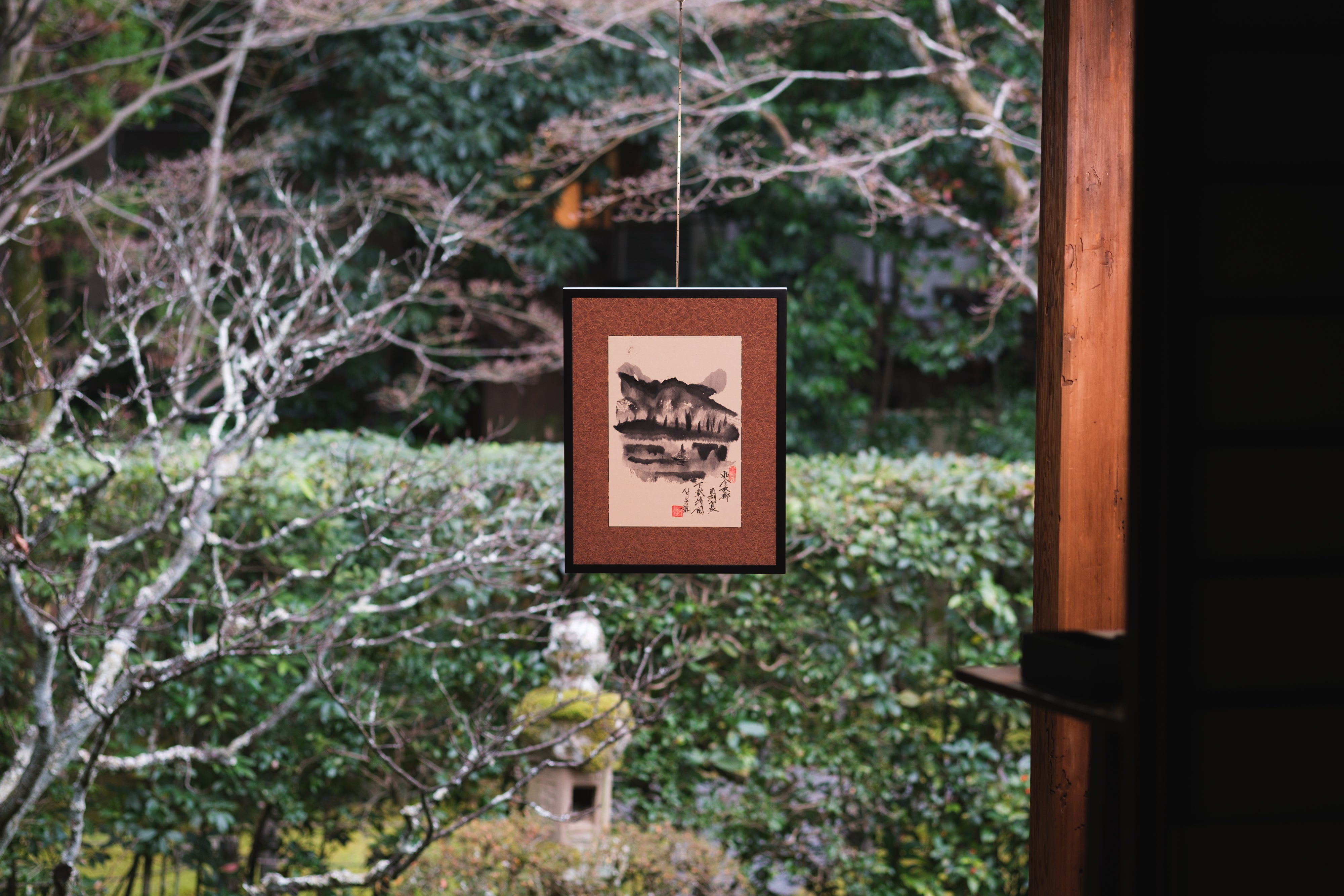 Japanese traditional hanging roll with Zen Ink Wash Paintings