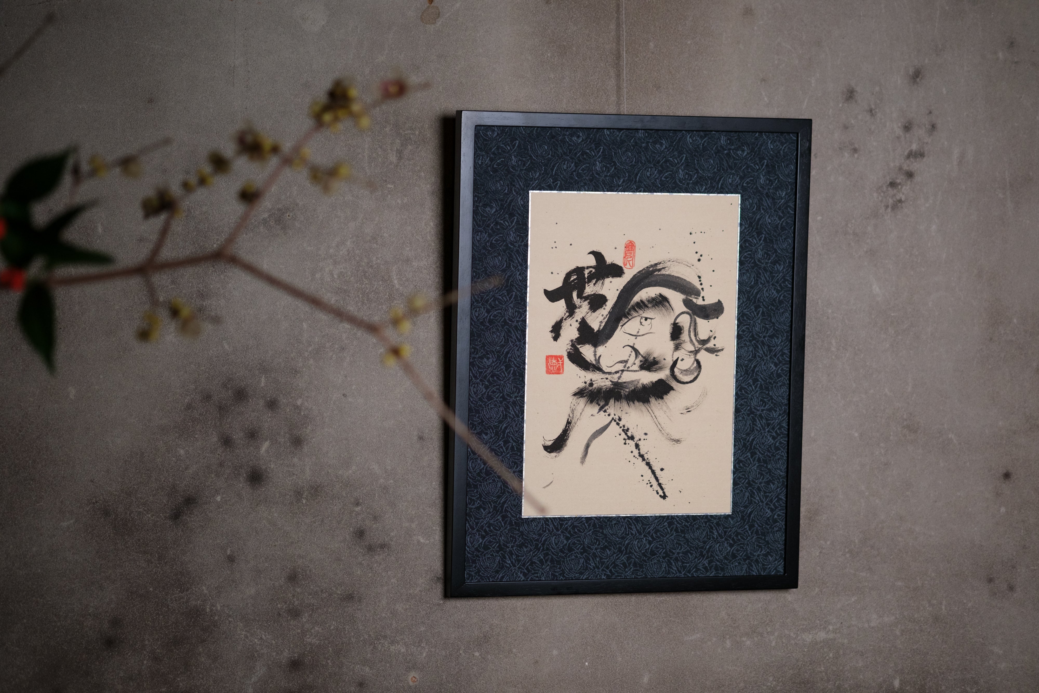 Japanese traditional hanging roll with Zen Ink Wash Paintings