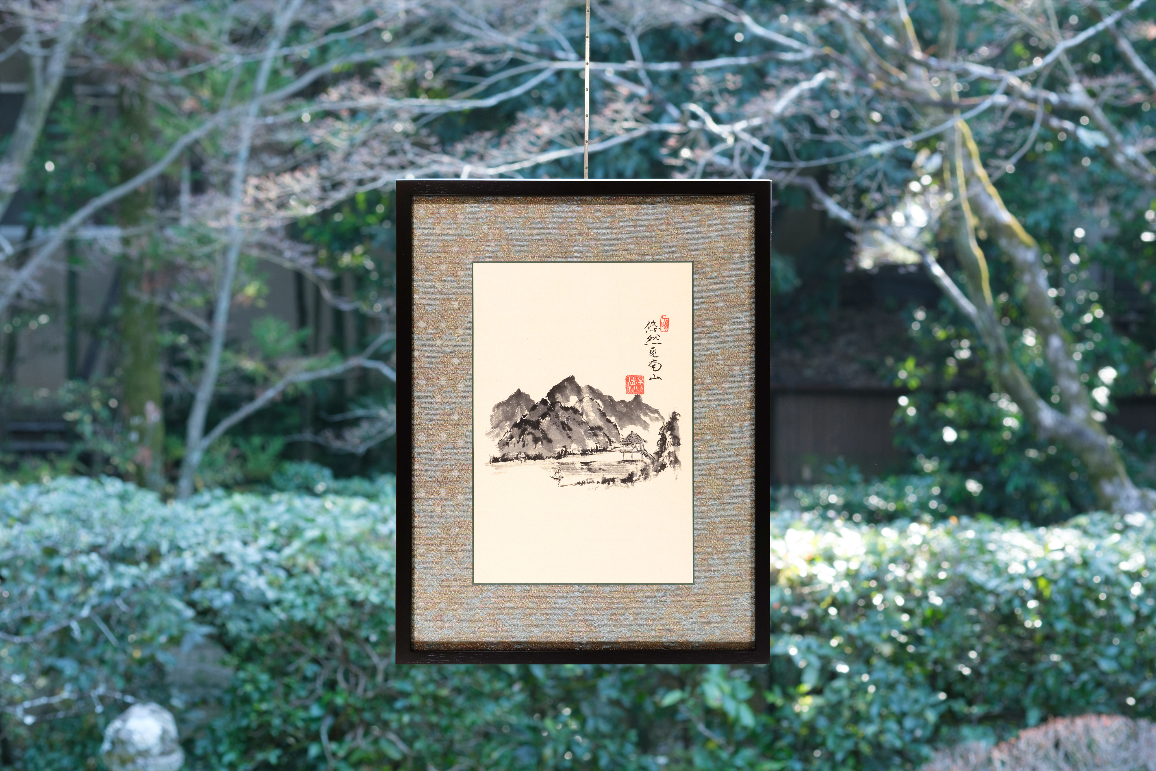 Artisan-framed Zen Ink Wash Paintings