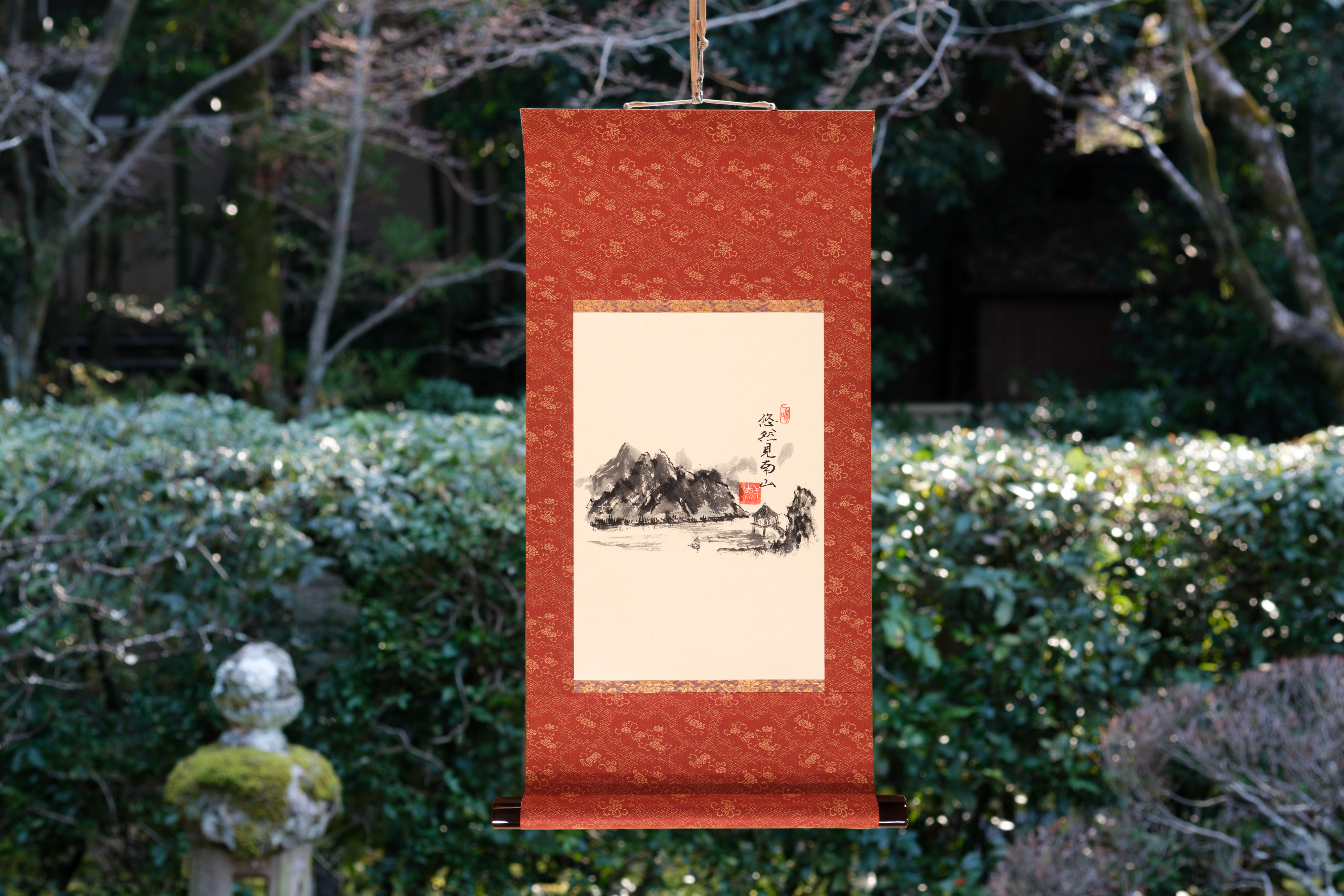 Japanese traditional hanging roll with Zen Ink Wash Paintings