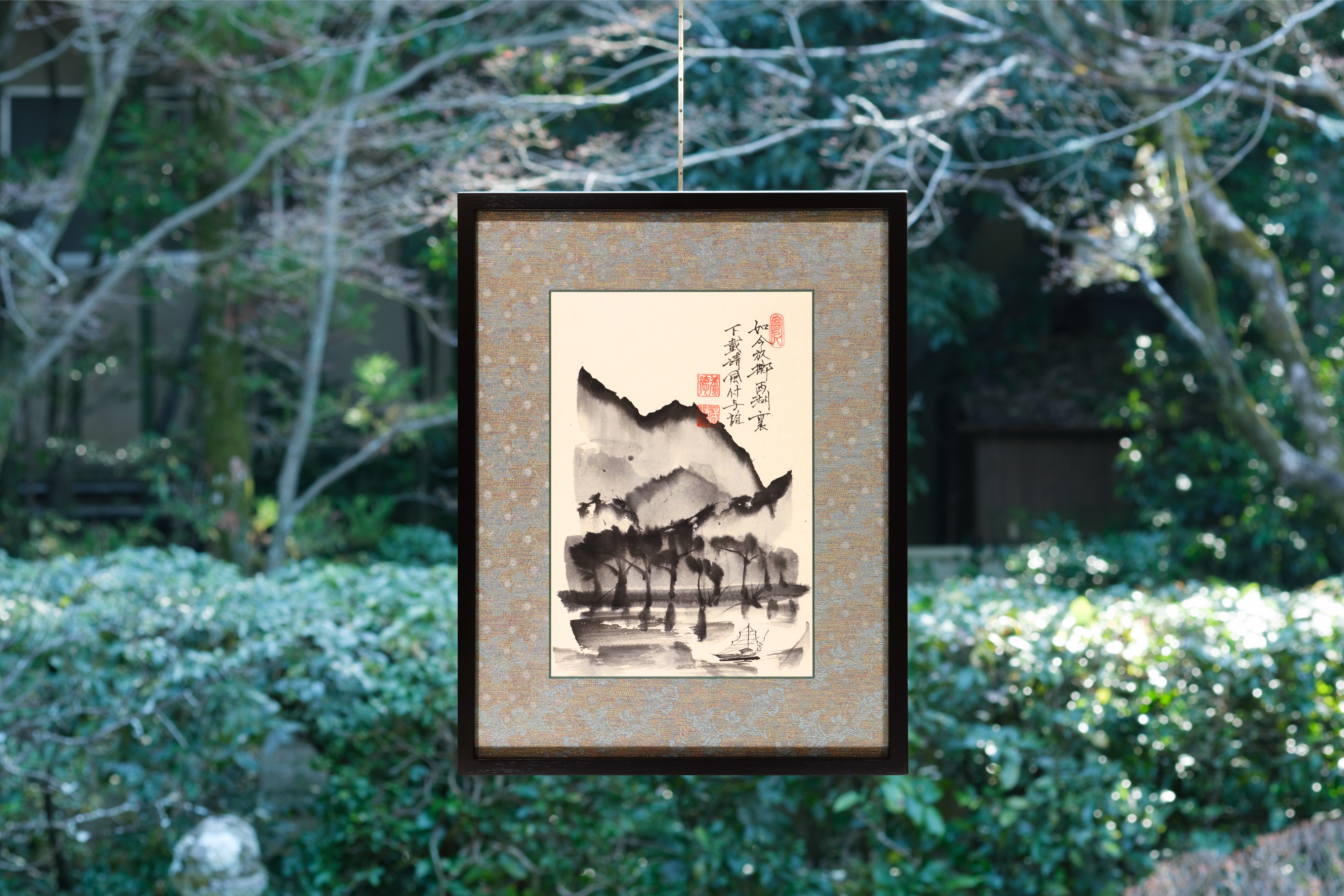 Artisan-framed Zen Ink Wash Paintings