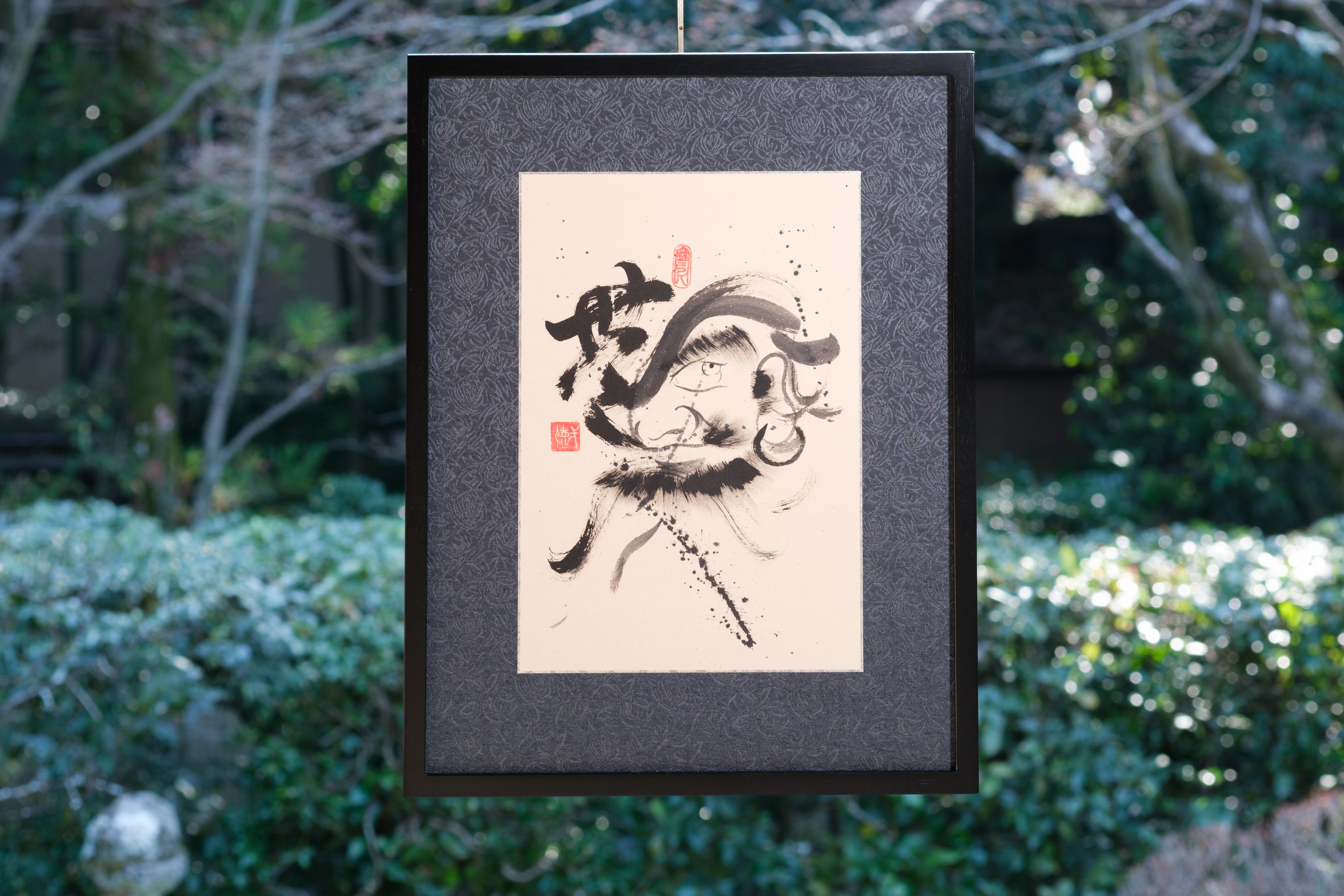 Artisan-framed Zen Ink Wash Paintings
