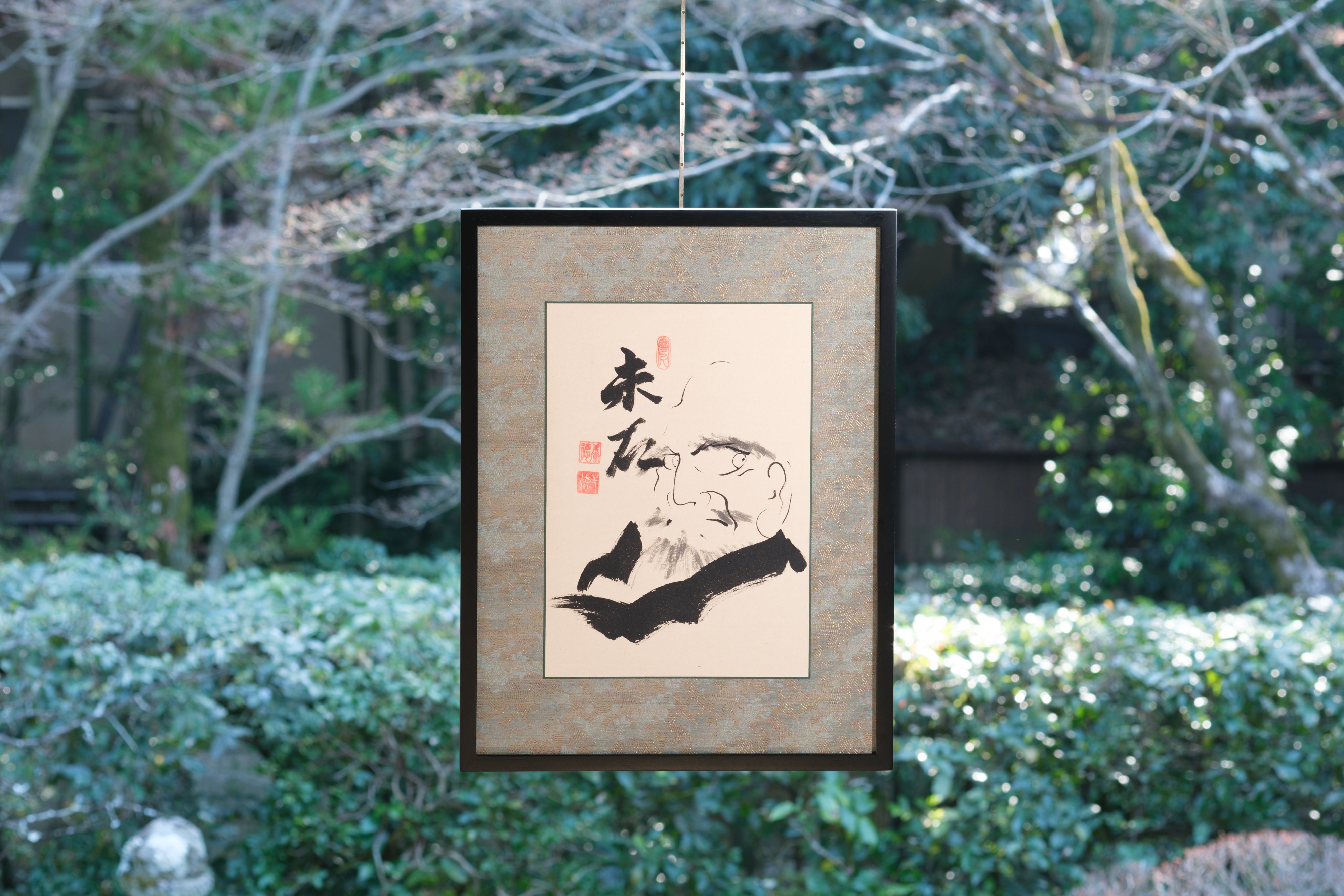 Artisan-framed Zen Ink Wash Paintings