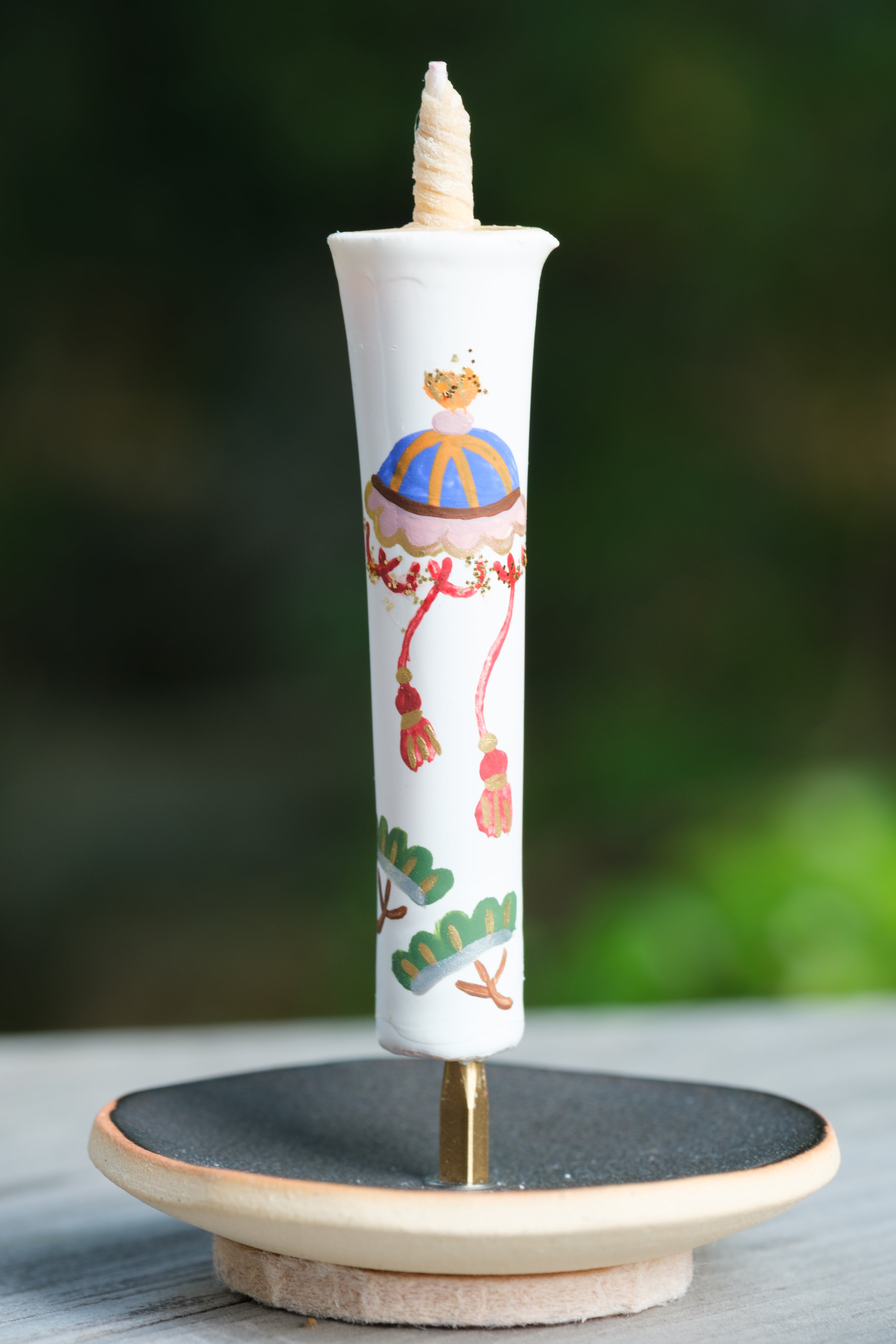 Japanese Candle Warosoku with Paintings