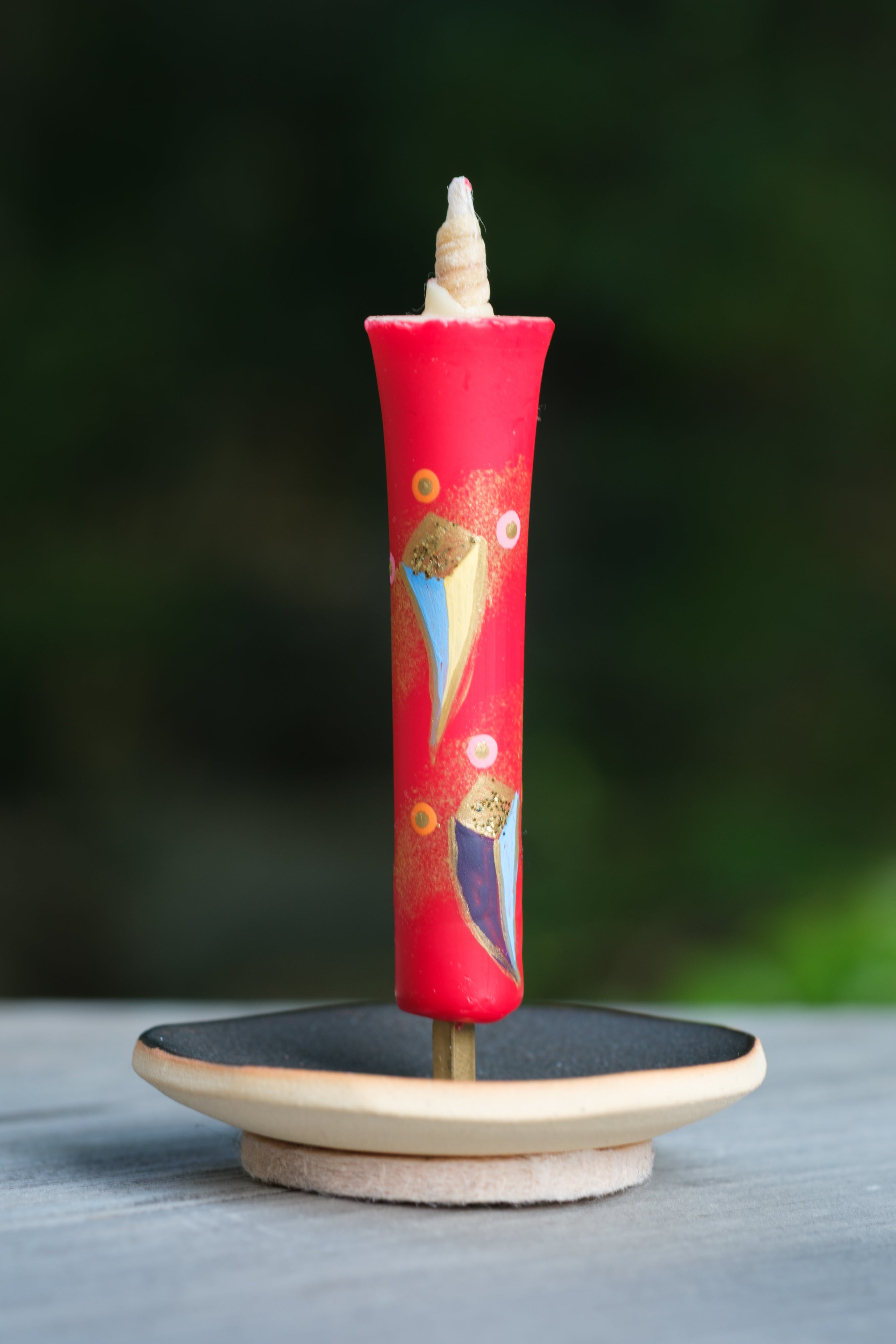 Japanese Candle Warosoku with Paintings