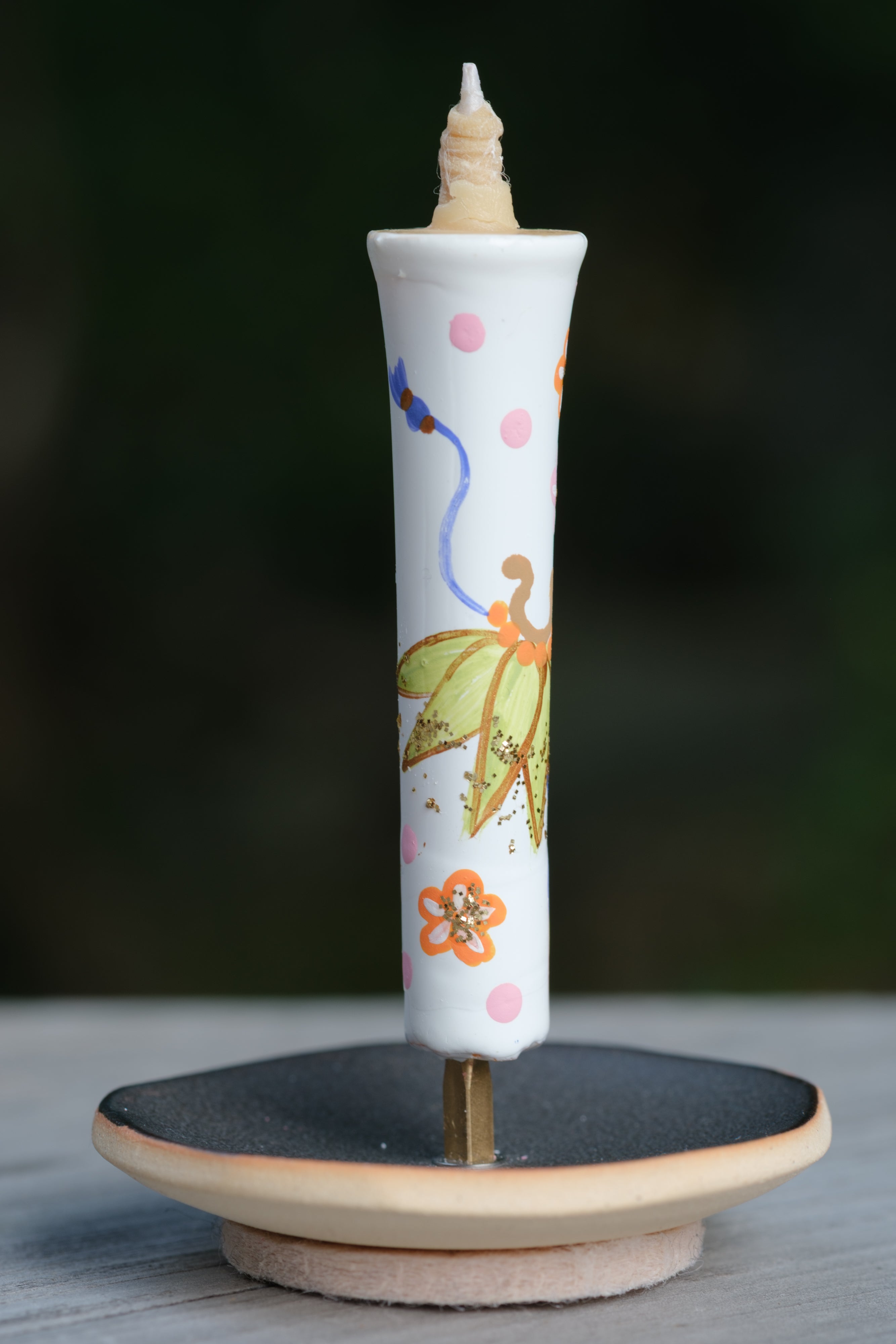 Japanese Candle Warosoku with Paintings