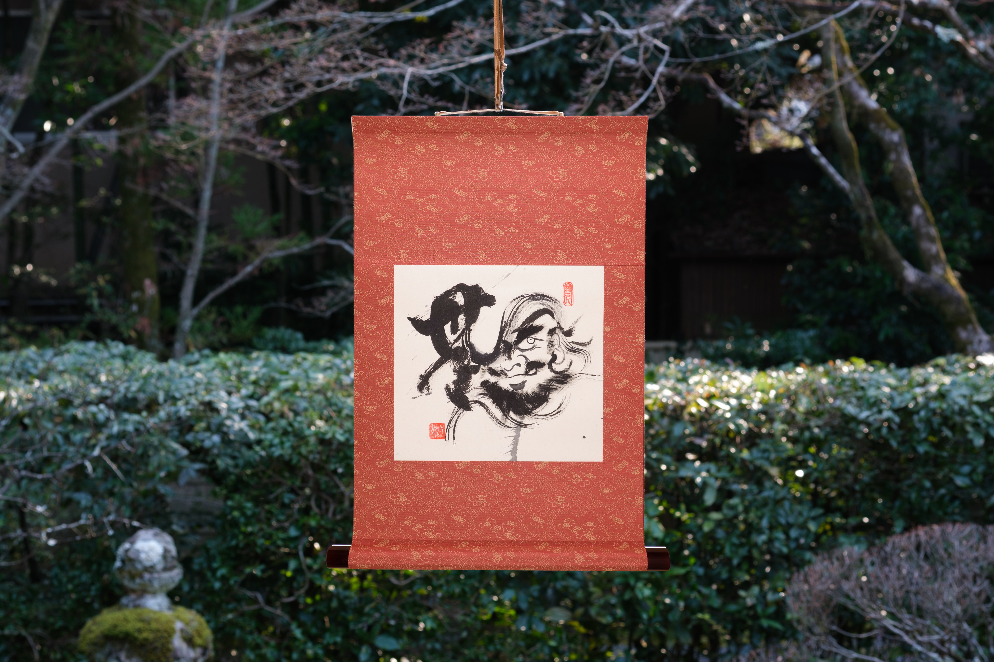 Japanese traditional hanging roll with Zen Ink Wash Paintings