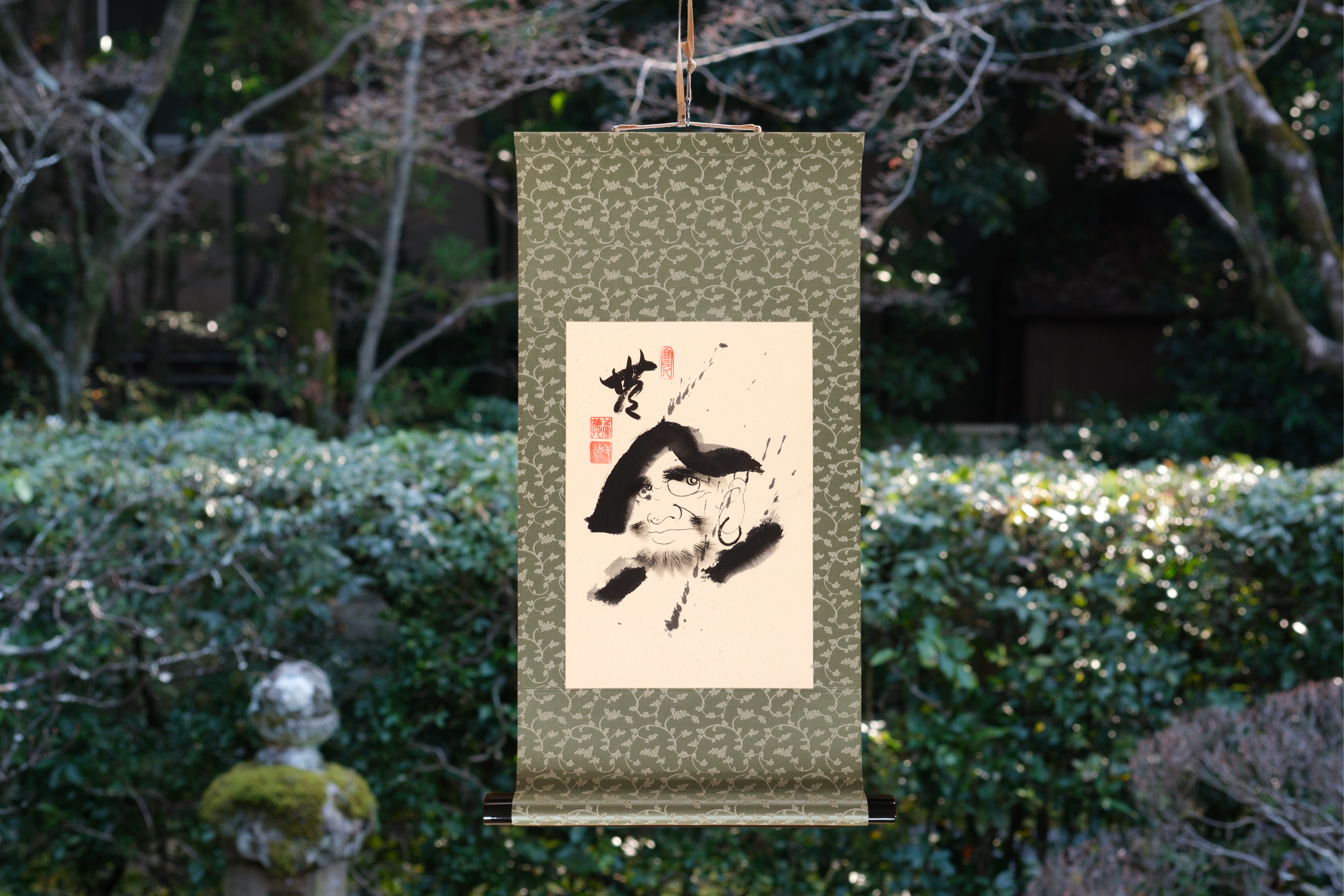 Japanese traditional hanging roll with Zen Ink Wash Paintings