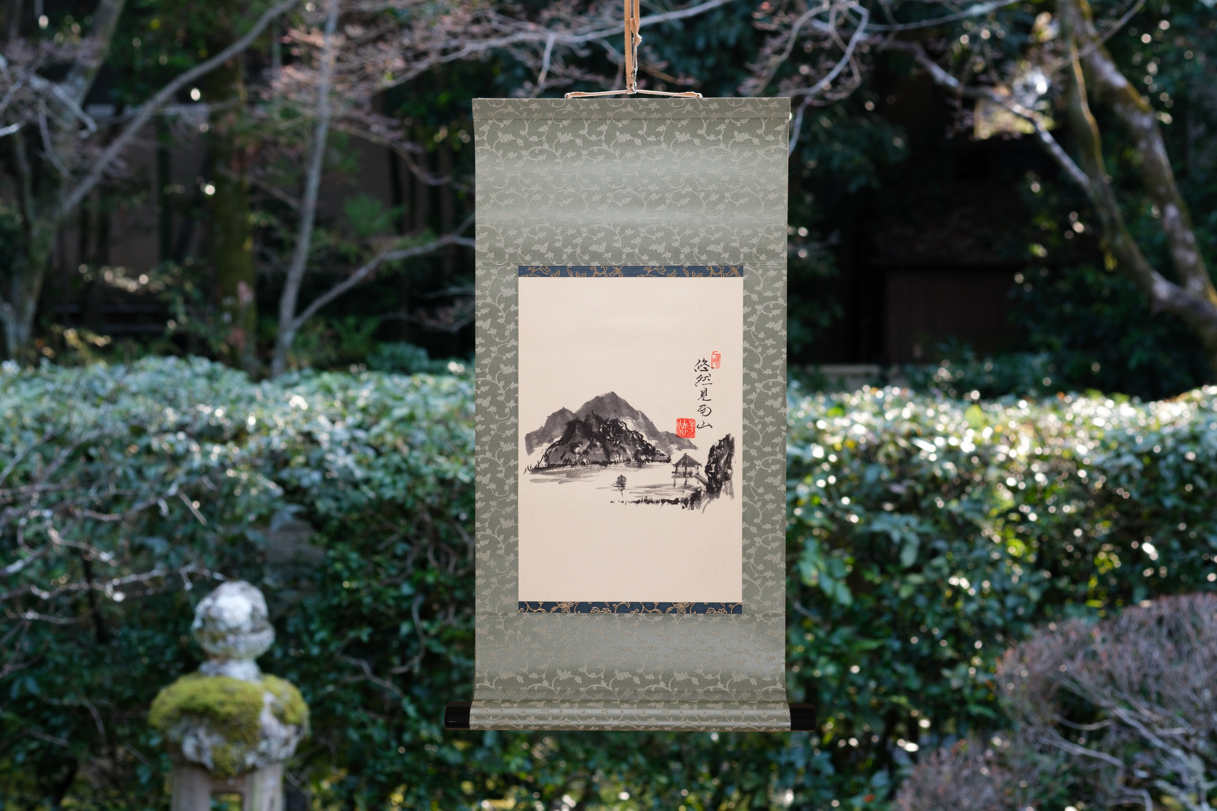 Japanese traditional hanging roll with Zen Ink Wash Paintings